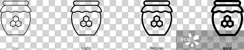 蜂蜜图标，细体、常规体和粗体风格图片素材