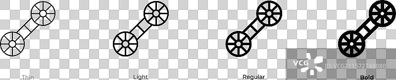 滑板车图标，细线、常规和粗体风格图片素材