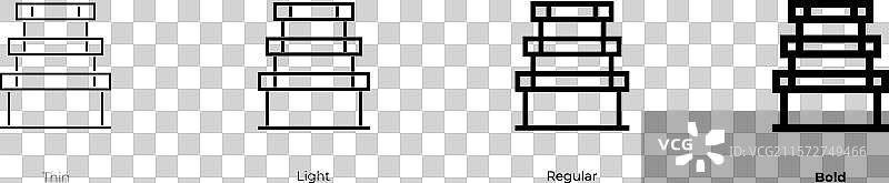 跨栏比赛图标，细体、常规体和粗体图片素材