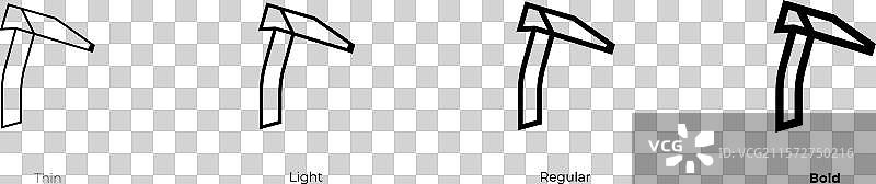 冰镐图标，细线、常规和粗体风格图片素材
