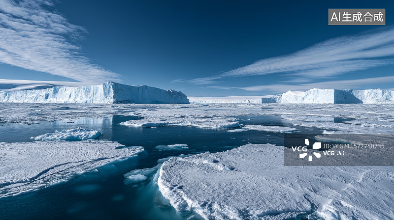 【AI数字艺术】冰原裂缝与浮冰北极风光图片素材