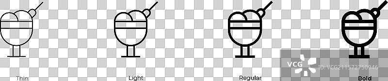冰淇淋杯图标，细体、常规体和粗体图片素材