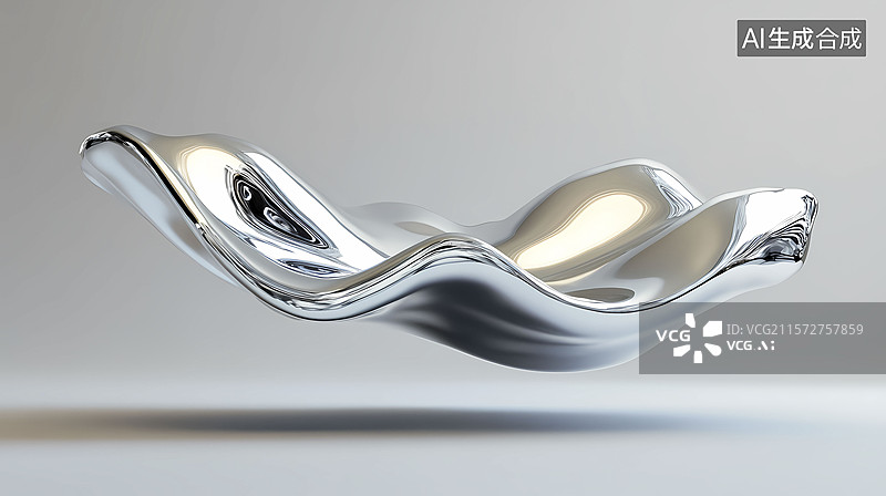 【AI数字艺术】银色金属液体海报背景图片素材