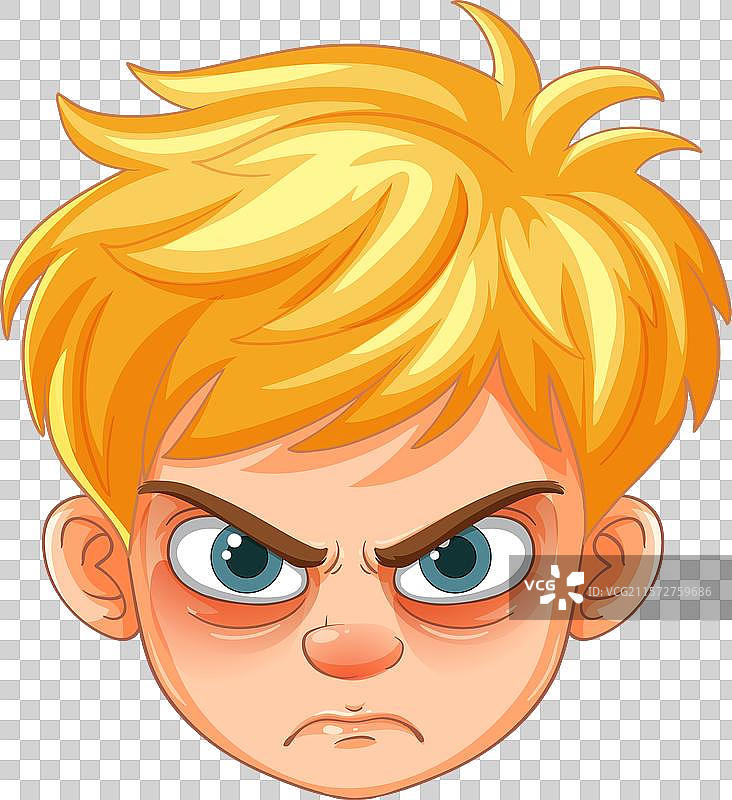 一个面露愤怒表情的男孩图片素材