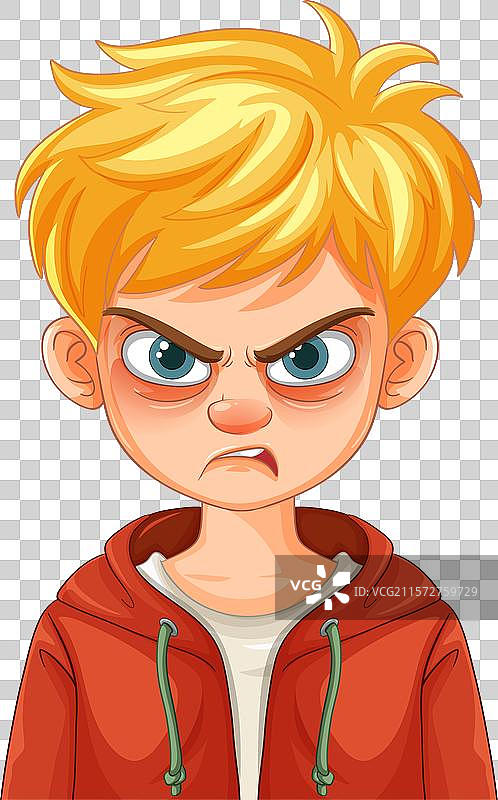 一个面露愤怒表情的男孩图片素材