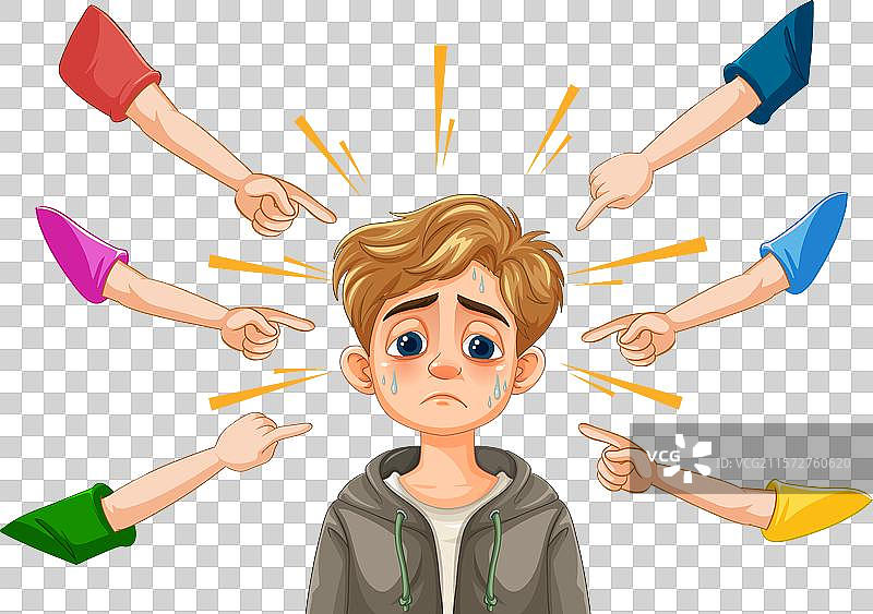 被指着的伤心男孩图片素材