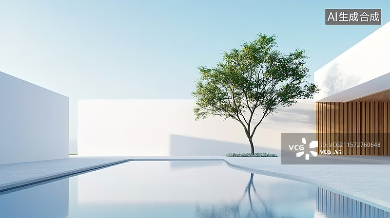 【AI数字艺术】极简白色现代建筑和地面图片素材