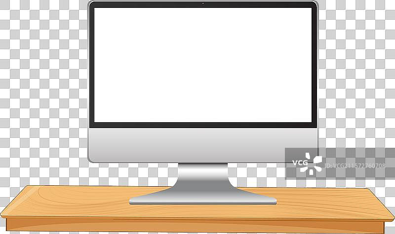 一台放在木桌上的电脑图片素材