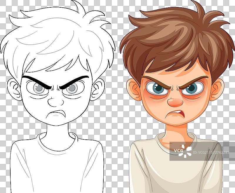 一个面露愤怒的男孩图片素材