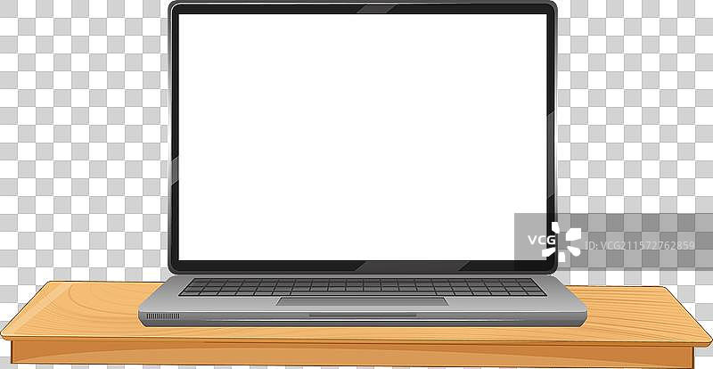 一台放在木桌上的笔记本电脑图片素材