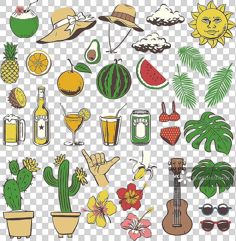 夏季海滩元素套装图片素材