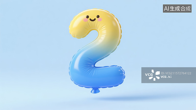 【AI数字艺术】数字2形状的气球，渐变色设计图片素材