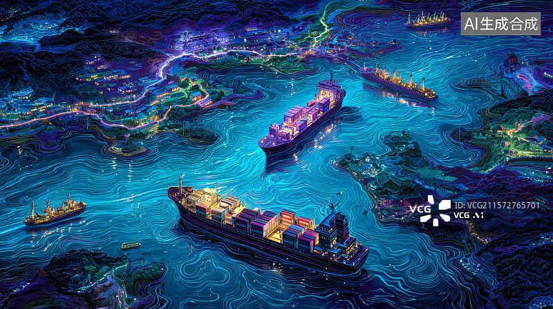 【AI数字艺术】轮船货运，海关，全球贸易图片素材