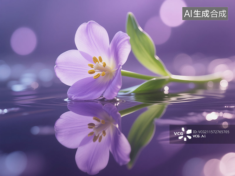 【AI数字艺术】紫堇水韵：柔焦花影图片素材