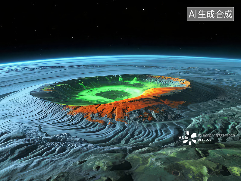 【AI数字艺术】地球表面的火山口景观图片素材
