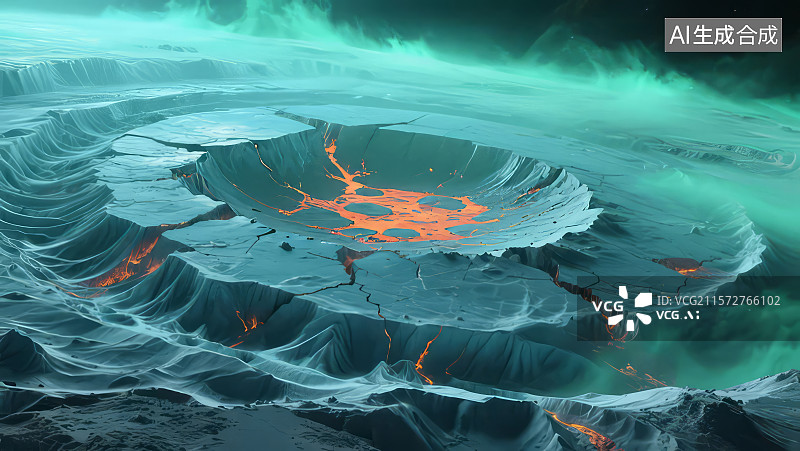【AI数字艺术】火山口熔岩景观图片素材