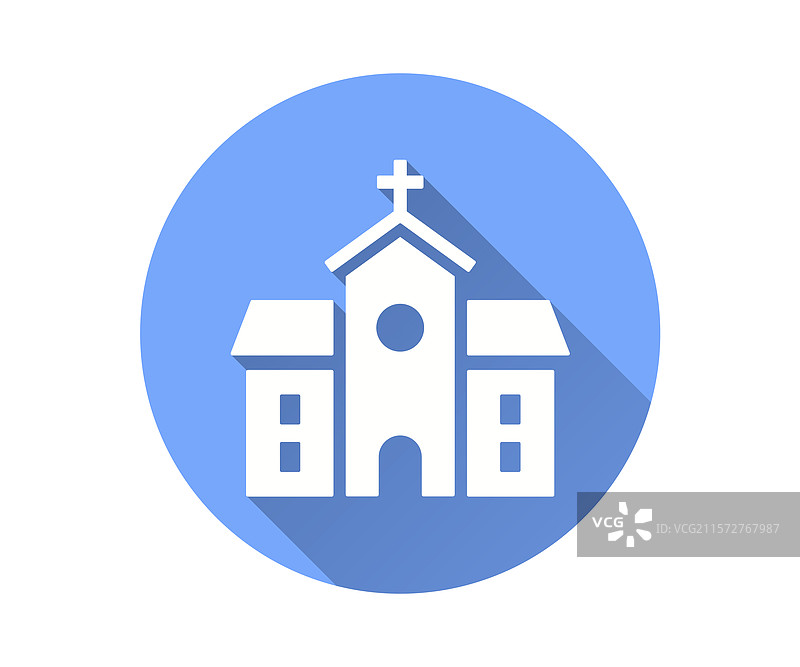 带十字架的教堂扁平图标图片素材