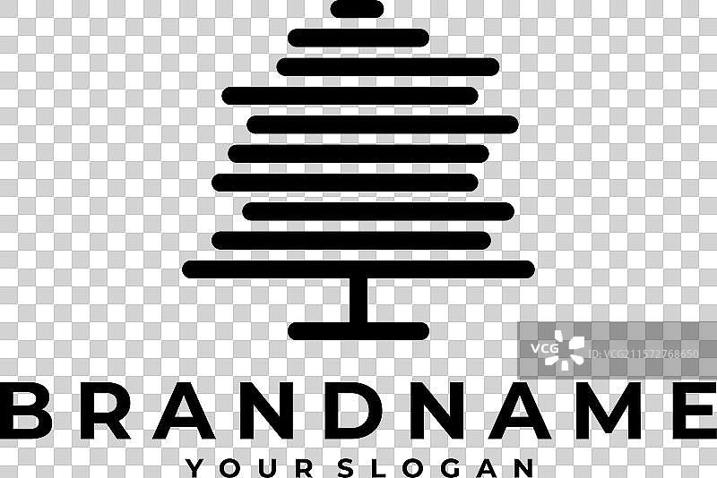 树木线条艺术堆叠大胆极简标志图标图片素材