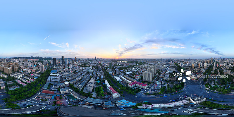 航拍济南日落时分城市风光图片素材