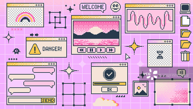 复古Y2K电脑窗口页面屏幕界面图片素材