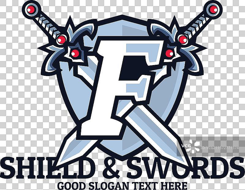 字母F的标志设计，剑类电子竞技吉祥物标志图片素材