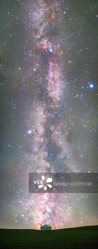 内蒙古呼伦贝尔草原星空与蒙古包图片素材