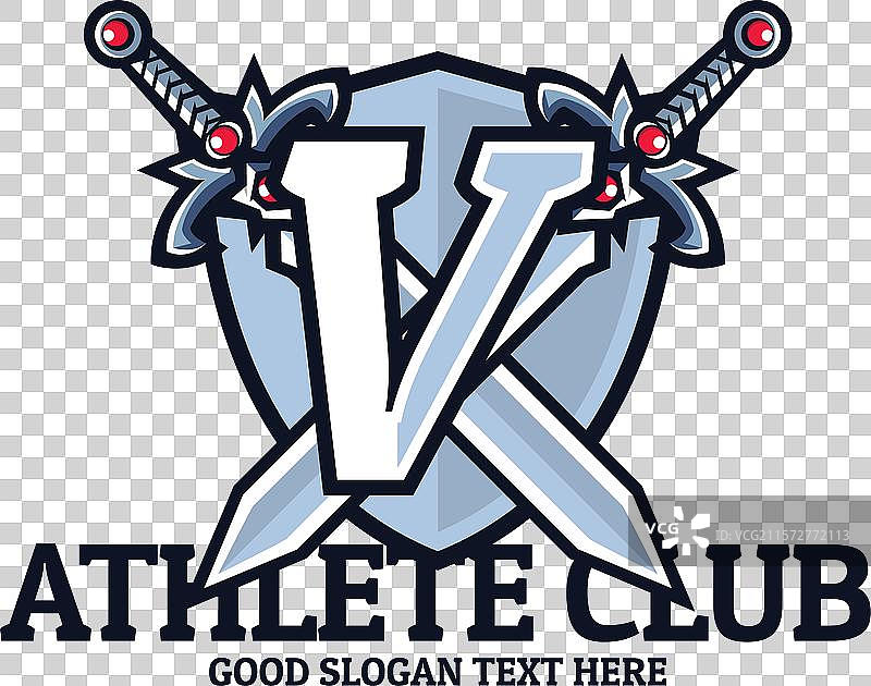 字母V标志设计，剑类电子竞技吉祥物标志图片素材