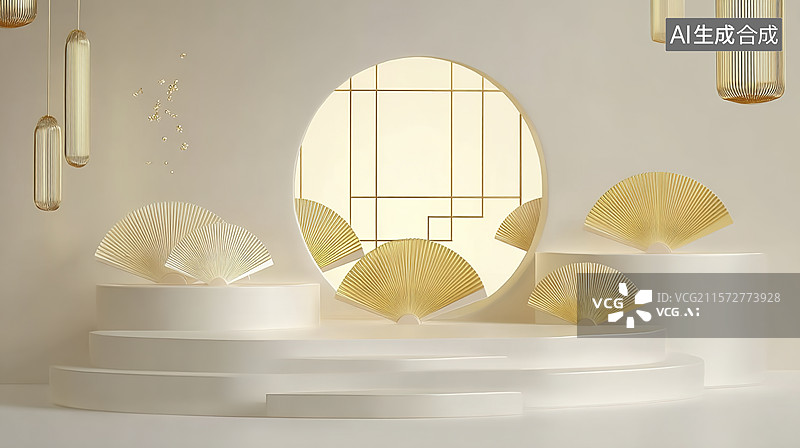 【AI数字艺术】中国风展示台图片素材