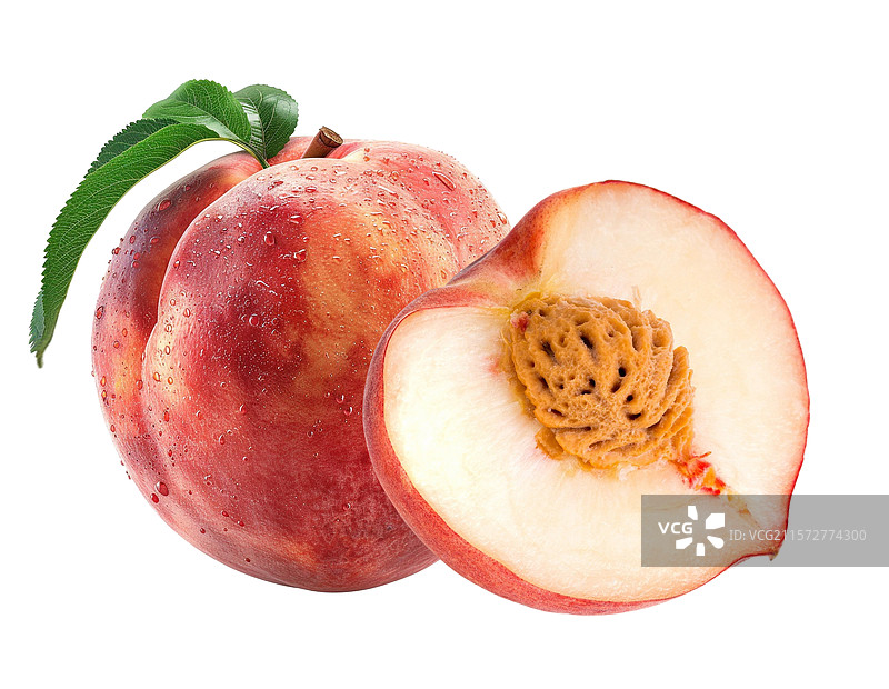 毛桃黄桃水蜜桃油桃实拍无背景特写图片素材