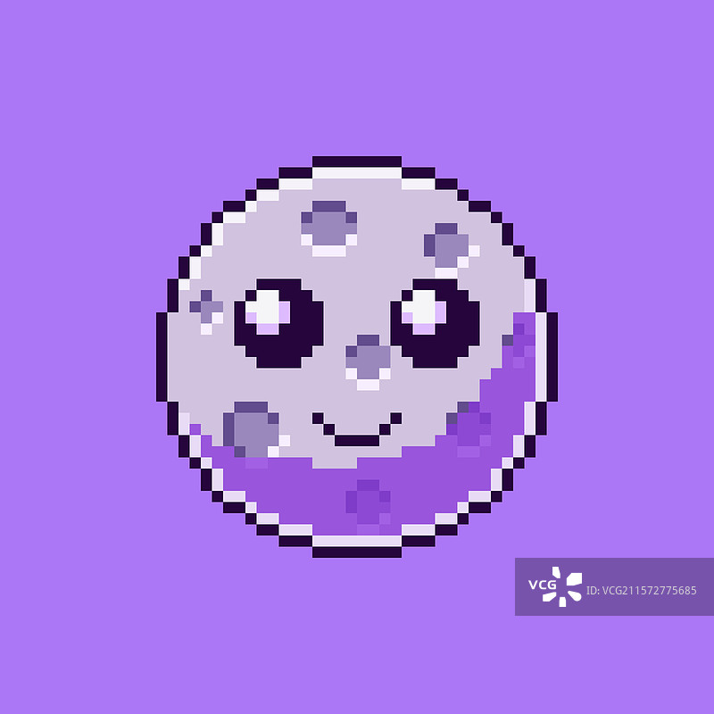 像素艺术风格的可爱月亮设计图片素材