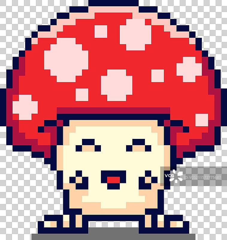 像素艺术可爱蘑菇角色设计图片素材