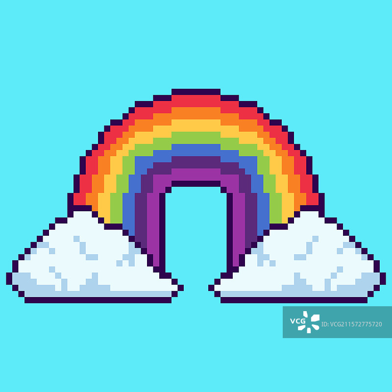 像素艺术云彩与彩虹设计图片素材