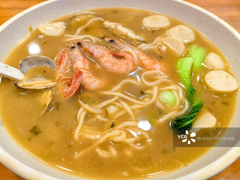 舟山海鲜面条特色美食特写图片素材