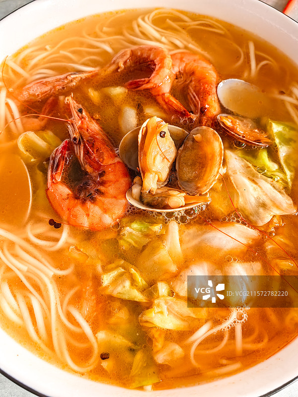 舟山海鲜面条特色美食特写图片素材