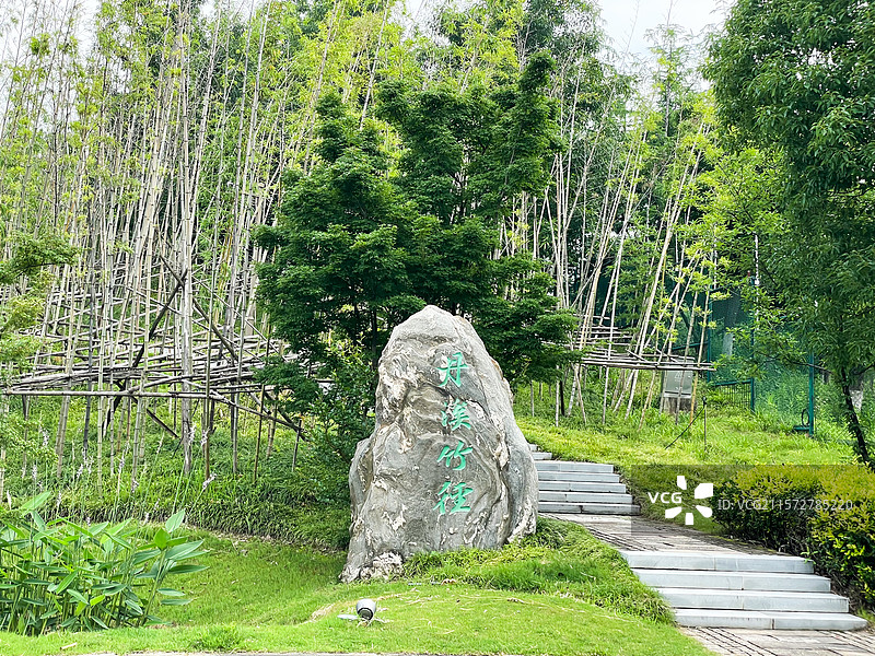 浙江金华赤山公园丹溪竹径图片素材