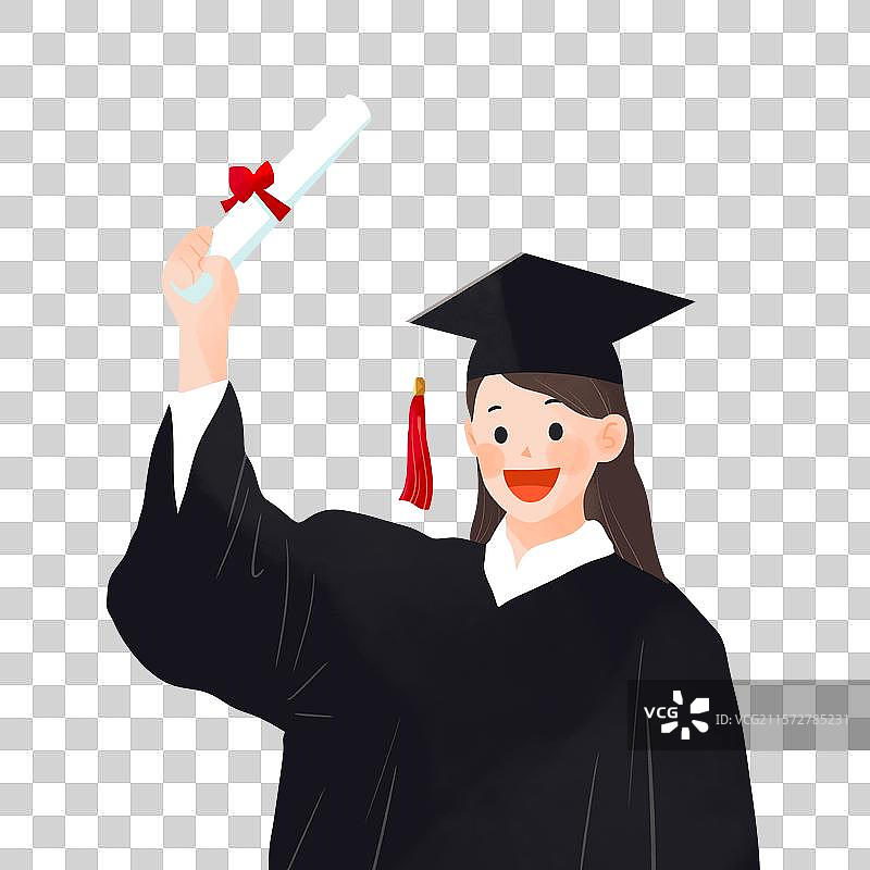 扁平风人物元素毕业女大学生图片素材