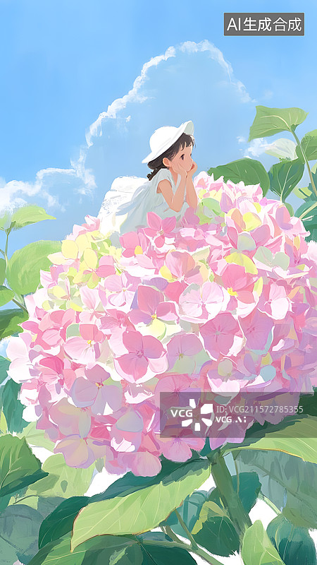 【AI数字艺术】花丛中的梦幻女孩图片素材