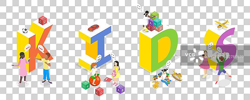 儿童的三维等距平面图图片素材