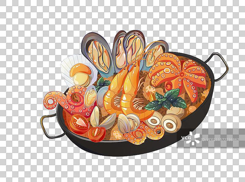海鲜饭美食元素插画图片素材
