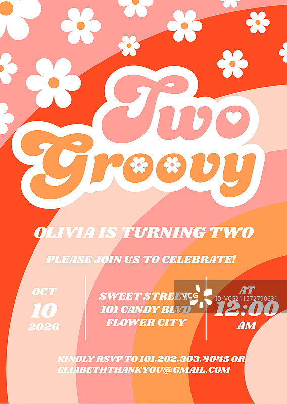 2岁宝宝生日邀请函模板图片素材