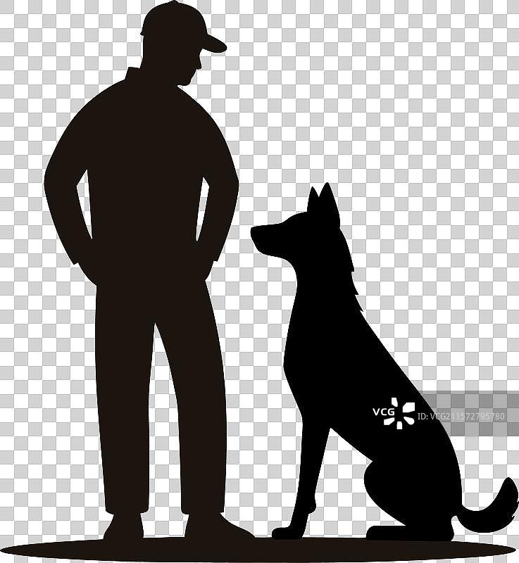 狗训练师男性简单轮廓 3图片素材