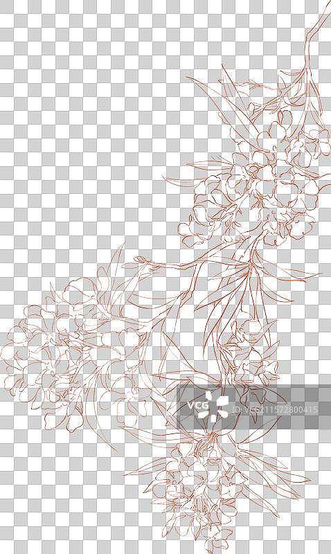 唯美国风工笔清冷夹竹桃插画素材图片素材