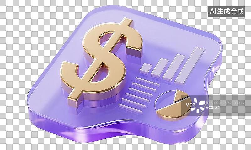 【AI数字艺术】美元符号图表板 3D金融理财投资保险存钱诚信交易购物消费银行股市贸易市场主题三维立体渲染图标概念图片素材