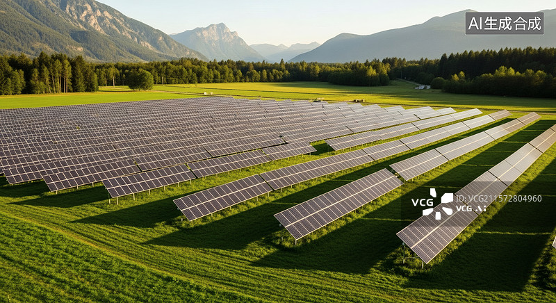 【AI数字艺术】山区大型光伏电站图片素材