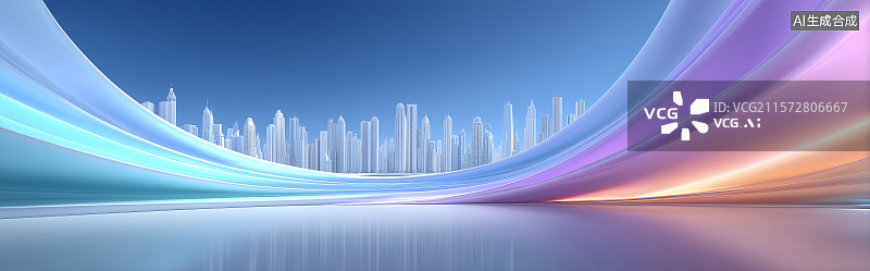 【AI数字艺术】都市流光：未来天际线图片素材