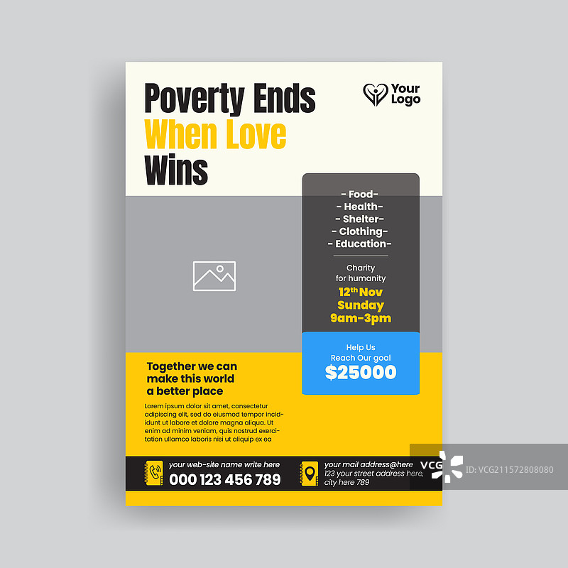 慈善筹款非营利志愿者宣传单图片素材