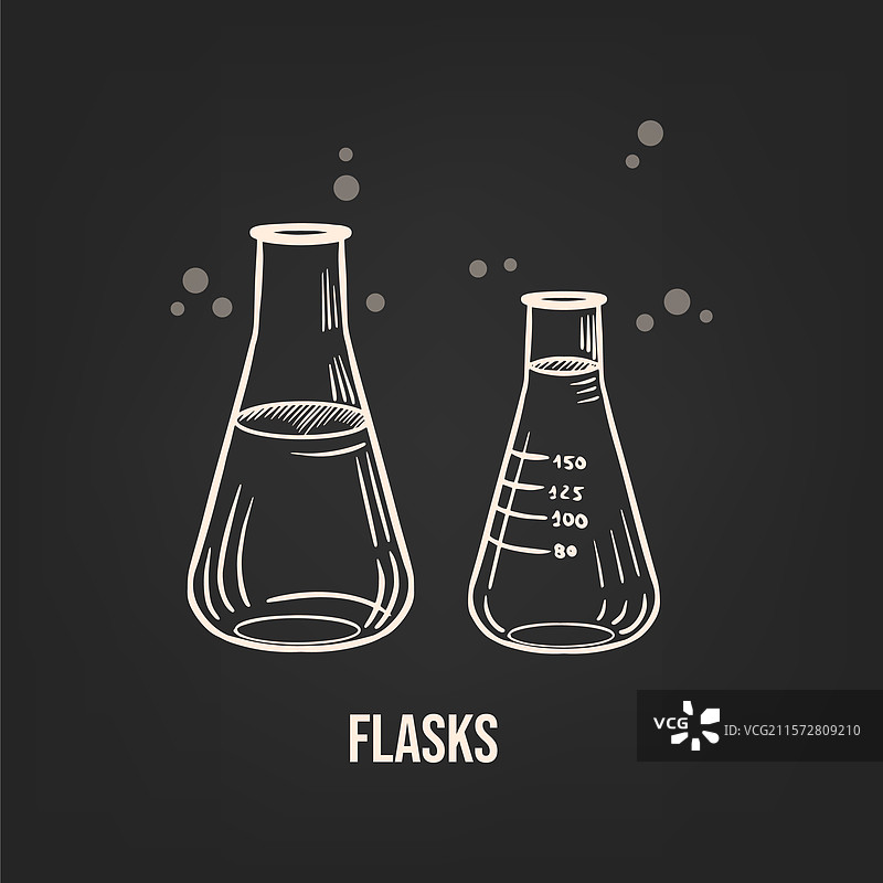 手绘的烧瓶套装素描图片素材