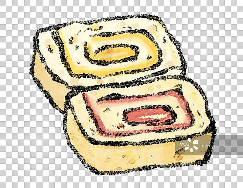 内蒙古美食国风插画-奶皮子卷图片素材