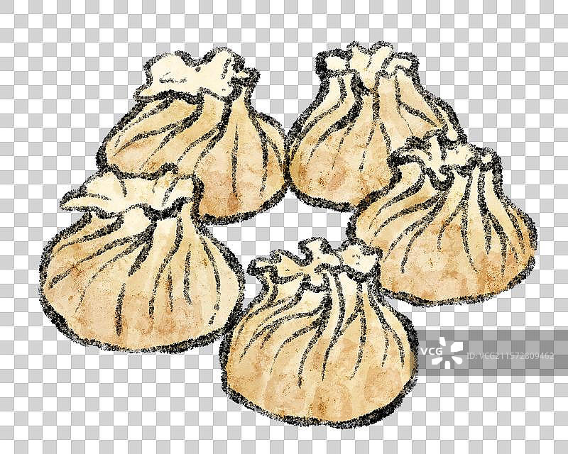 内蒙古美食国风插画-烧麦图片素材