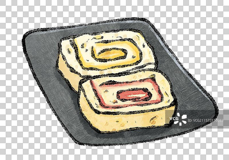 内蒙古美食国风插画-奶皮子卷图片素材